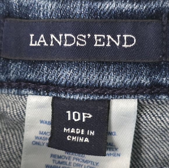 Lands End Denim Skirt Size 10 Blue Knee Length Medium Wash Stretch Pockets - Picture 5 of 9
